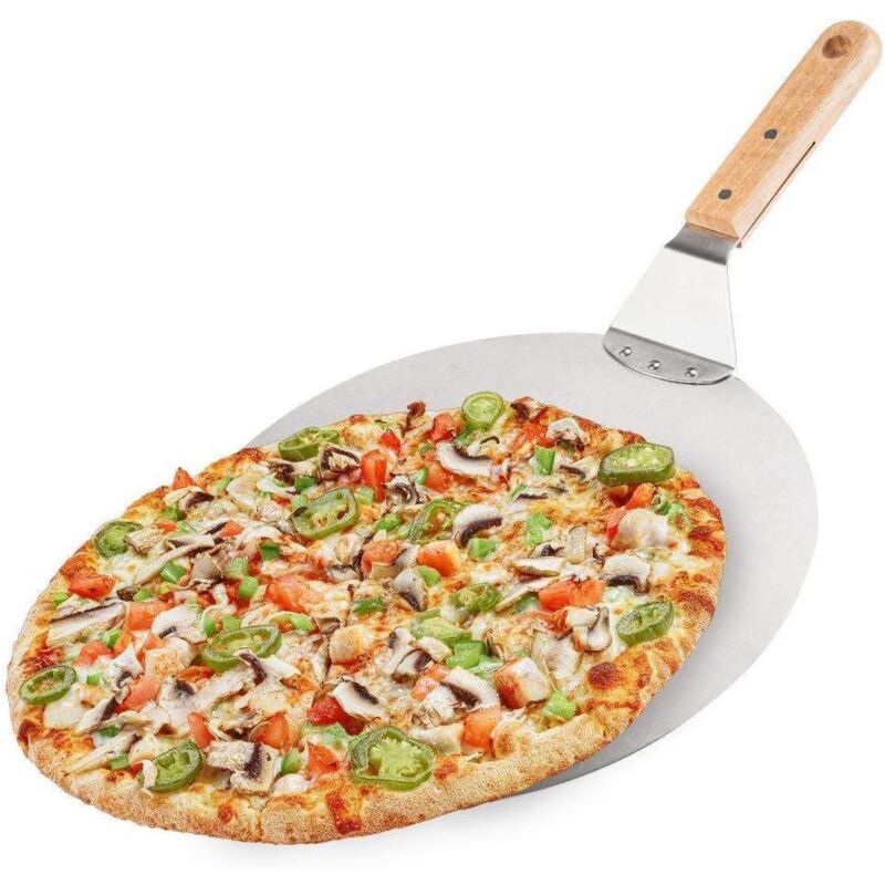 foto del prodotto pala per pizza diametro 30,5 cm spatola professionale per cucinare dimensioni 48,5x8,5 cm 1 pezzo di pala per pizza in alluminio e legno pala per