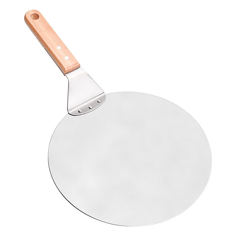 foto del prodotto pala per pizza in acciaio inox con manico in legno, spingi pizza per pietra per pizza, spingi pane, pala per torta, pala per pizza sollbry