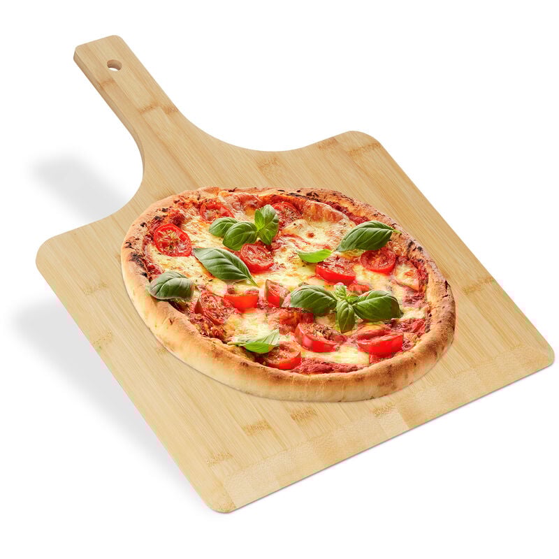 foto del prodotto pala per pizza, paletta rettangolare 1 x 50 x 38 cm, manico, per pane al forno, focacce, in bamb , naturale relaxdays