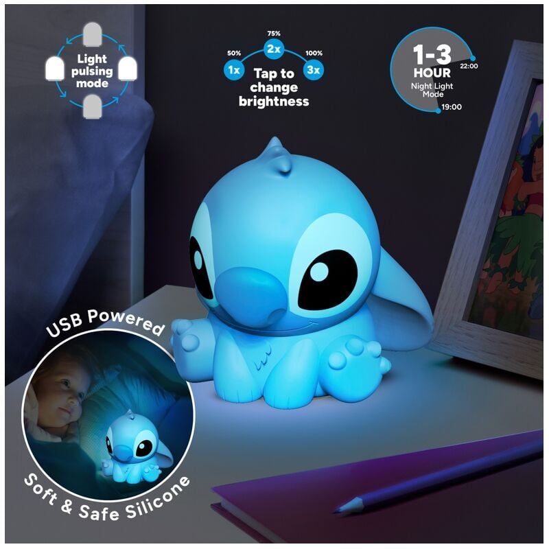 foto del prodotto paladone stitch lampada squishy licenza ufficiale de lampada da tavolo de disney, decorazione de room de games e merchandise per bambini e