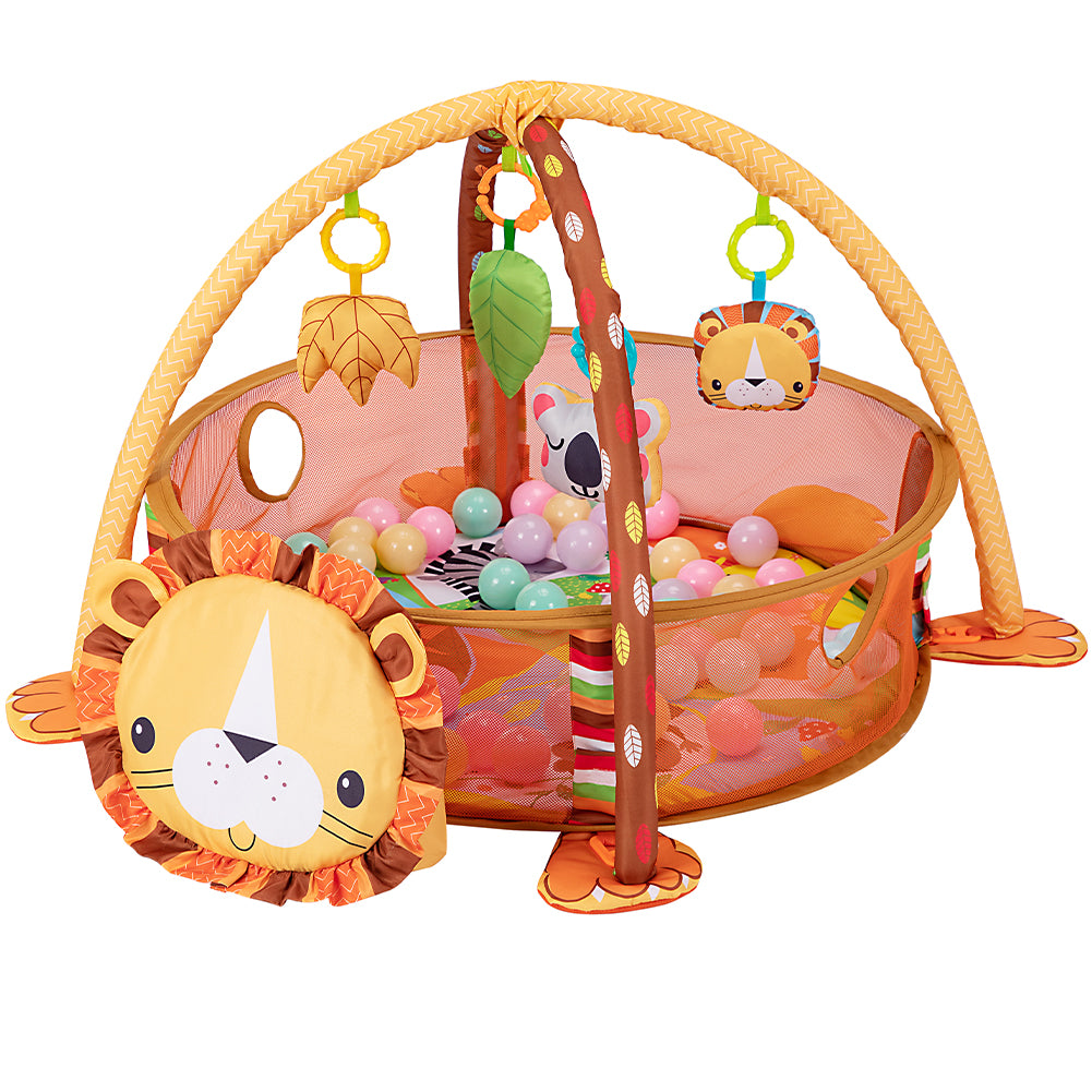 foto del prodotto palestrina box tappeto neonato bambino leoncino fitch baby con recinto palline