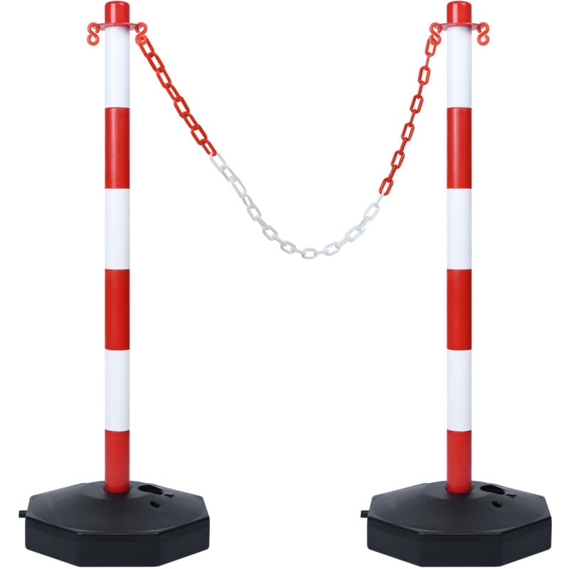 foto del prodotto paletti e colonnine di sicurezza 2 pali di bloccaggio, 82 x 28 x 28 cm, con catena di intercettazione da 1,4 m e base per il controllo del traffico o