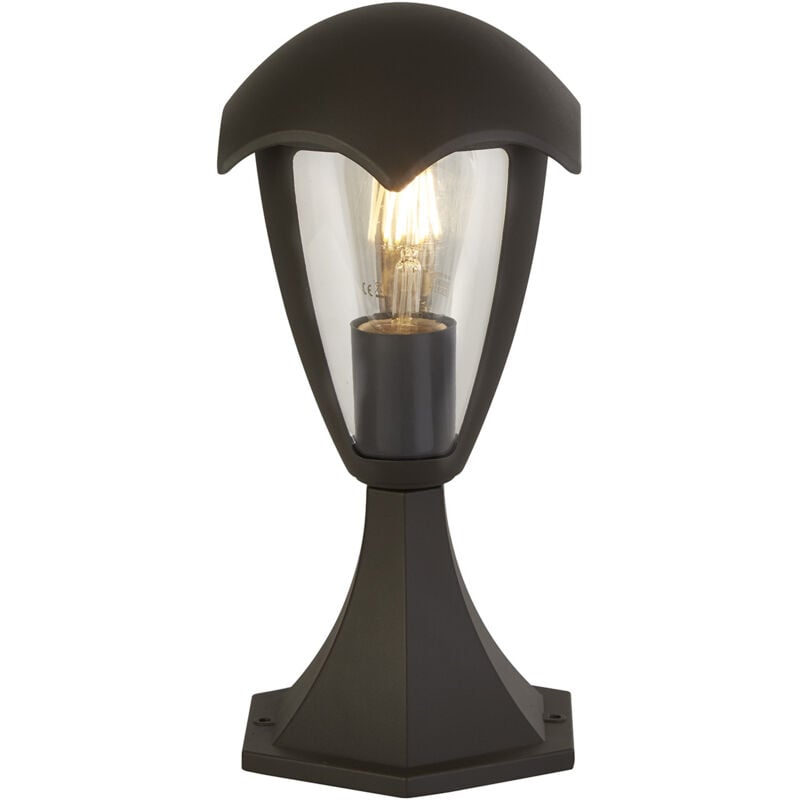 foto del prodotto paletto campanula alluminio grigio policarbonato trasparente 1 luce e27 30cm