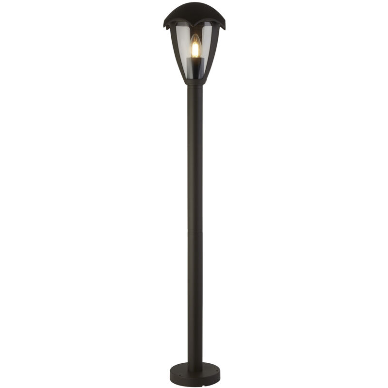 foto del prodotto paletto campanula alluminio grigio policarbonato trasparente 1 luce e27 97cm