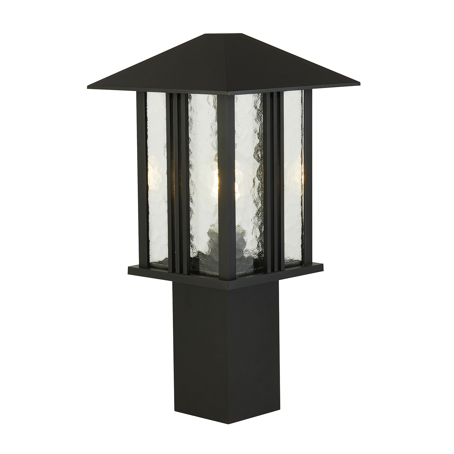 foto del prodotto paletto contemporaneo venezia alluminio nero vetro trasparente 1 luce e27 45cm