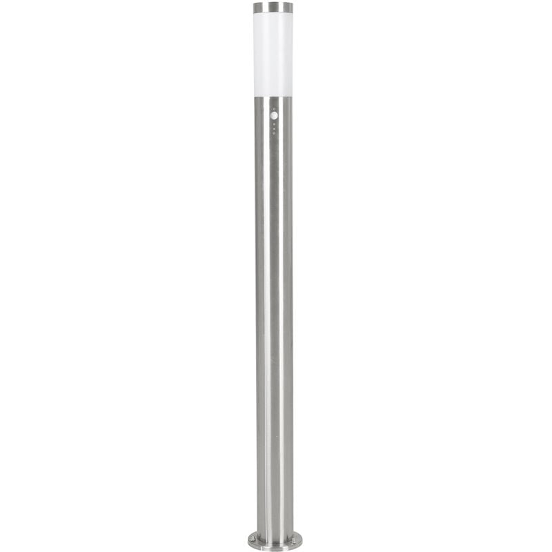 foto del prodotto paletto esterno helsinki acciaio argento policarbonato bianco 1 luce e27 l110cm