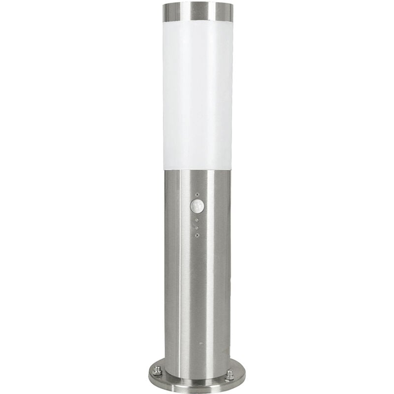 foto del prodotto paletto esterno helsinki acciaio argento policarbonato bianco 1 luce e27 l45cm