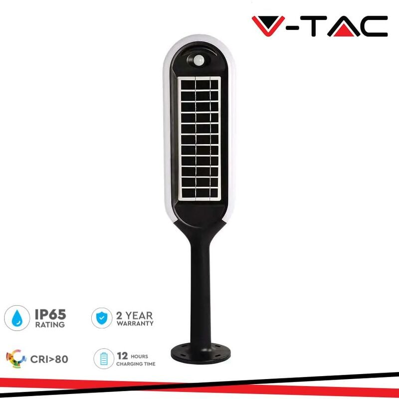 foto del prodotto paletto luminoso led 5w solare con sensore bianco e nero corpo 4000k luce naturale