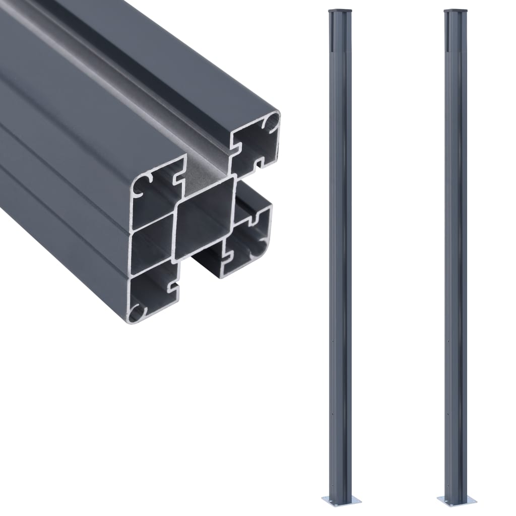 foto del prodotto pali di recinzione 2 pz grigio scuro 185 cm in alluminio cod mxl 66452