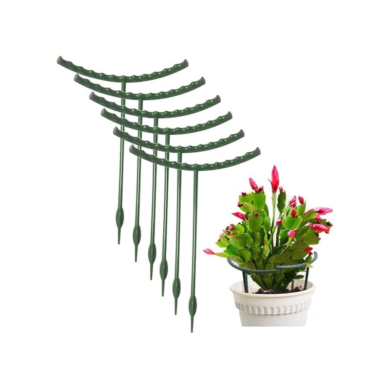 foto del prodotto pali di supporto per piante da 10 pezzi, anello di supporto per piante semicircolare in metallo, supporto per gabbia per piante in plastica,
