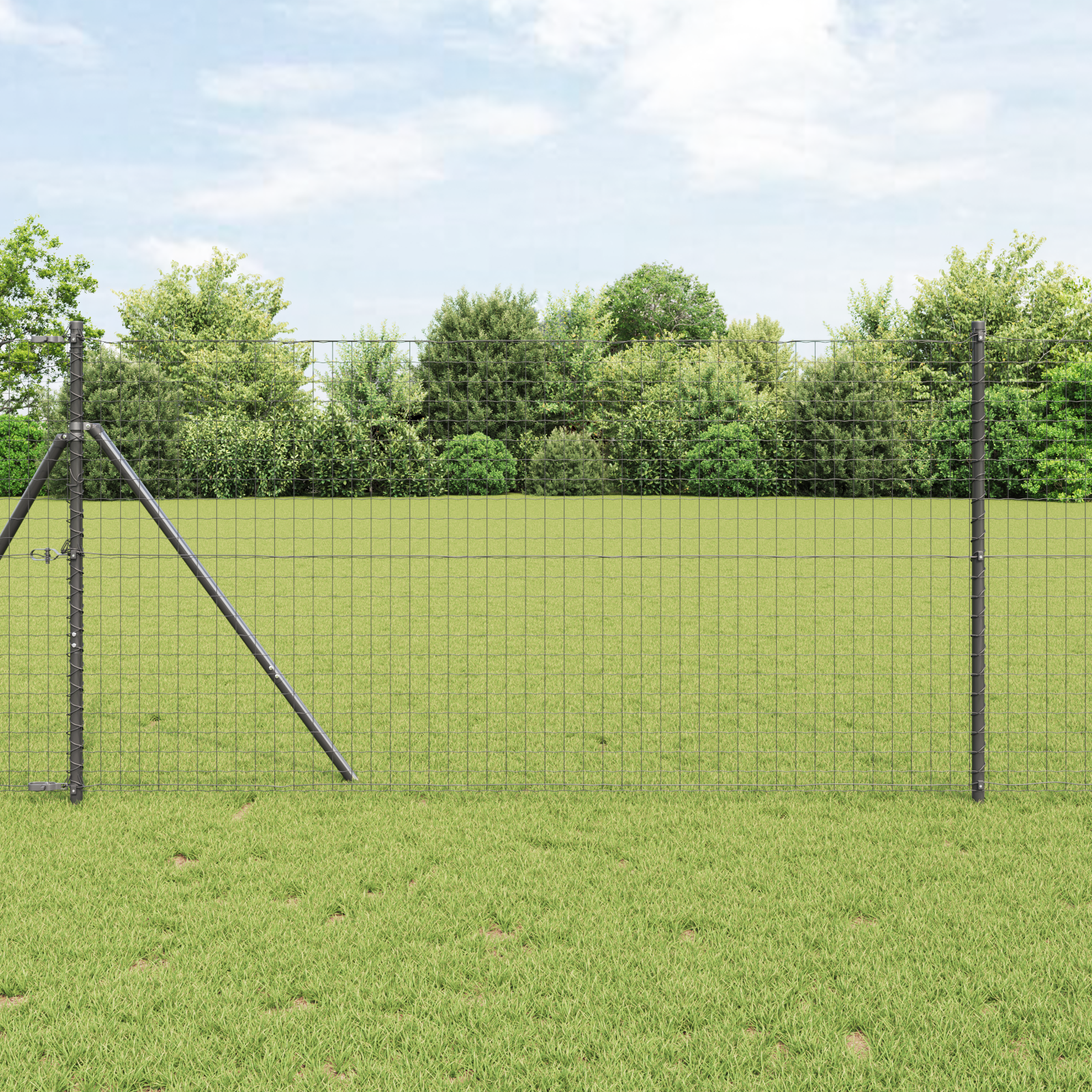 foto del prodotto pali per recinzione 7 pz grigio 32 mm 150 cm acciaio zincato