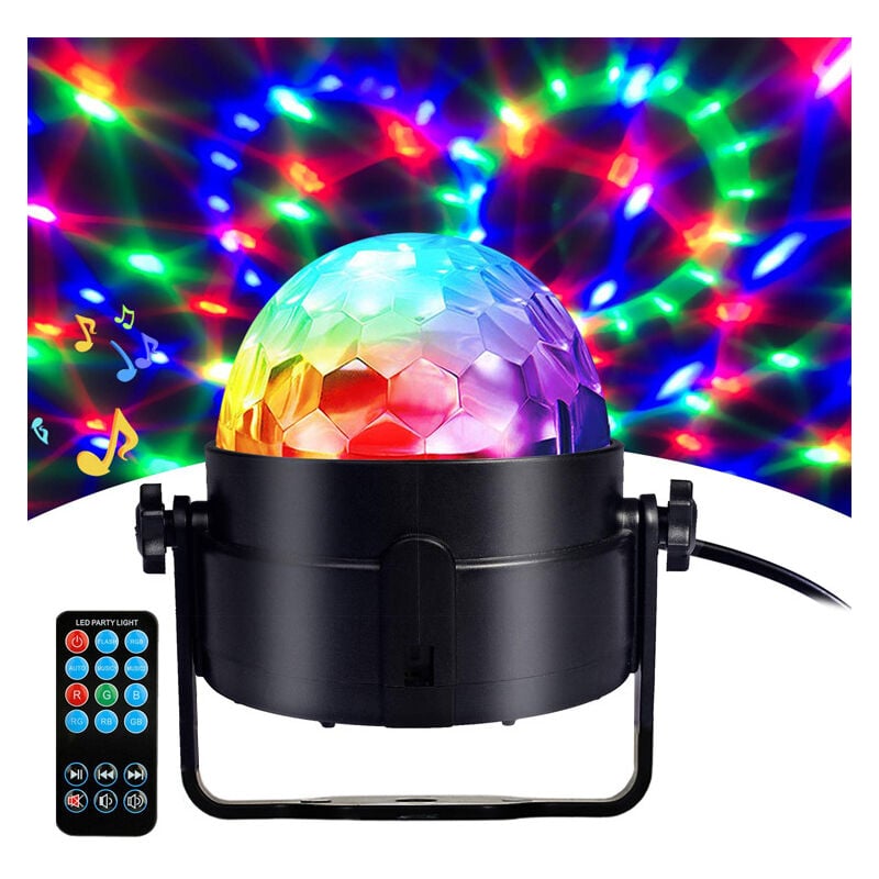 foto del prodotto palla da discoteca con controllo vocale, set di luci a sfera a specchio, mini palla di cristallo rgb da 3 w, luce per feste, 7 modalit colore con