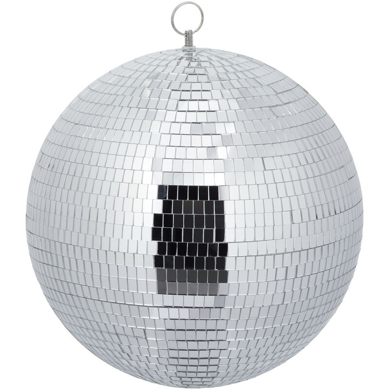 foto del prodotto palla da discoteca strobosferica, 30 cm, mirror disco ball, strobosfera a specchio, party gadget, argentato relaxdays