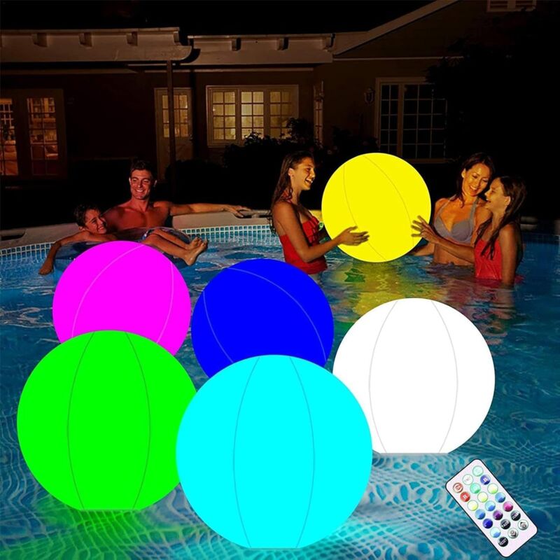 foto del prodotto palla da spiaggia luminosa a led palla luminosa a led con 16 colori e telecomando giocattoli da piscina con palline luminose a led giochi