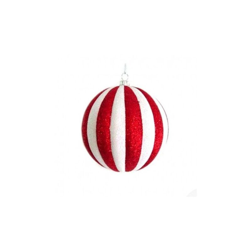 foto del prodotto palla di natale a strisce bianche e rosse 40 cm