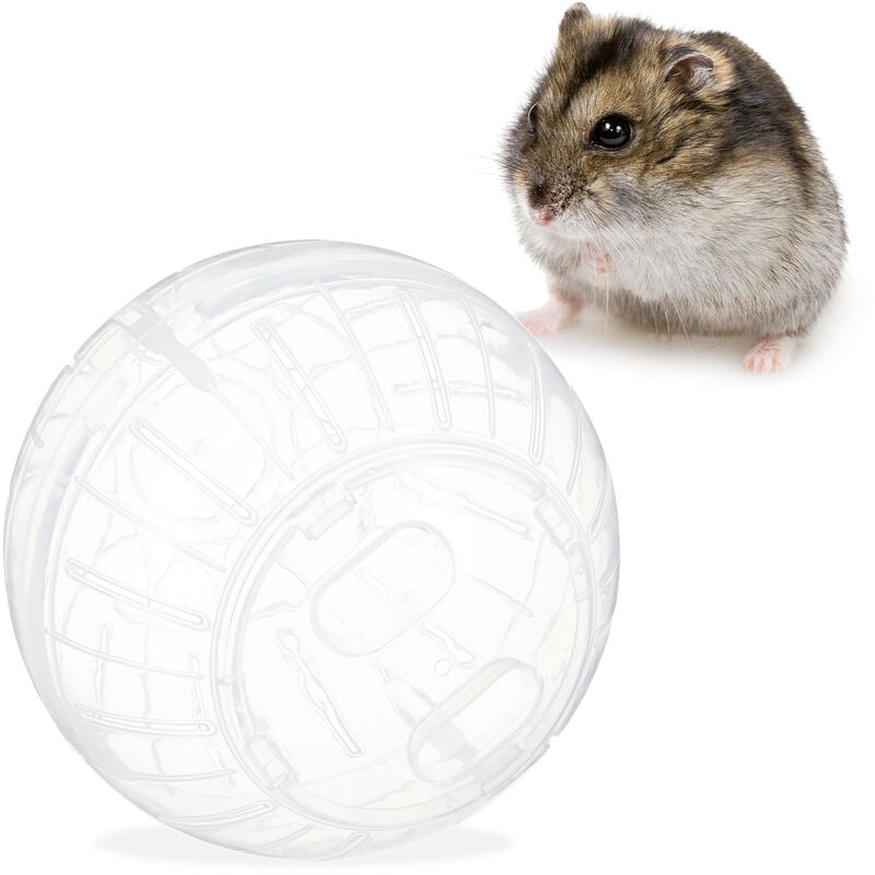 foto del prodotto palla per criceto, jogging ball per criceti roditori, da esercizio, giocattolo per camminare, plastica, 14 cm, trasparente relaxdays