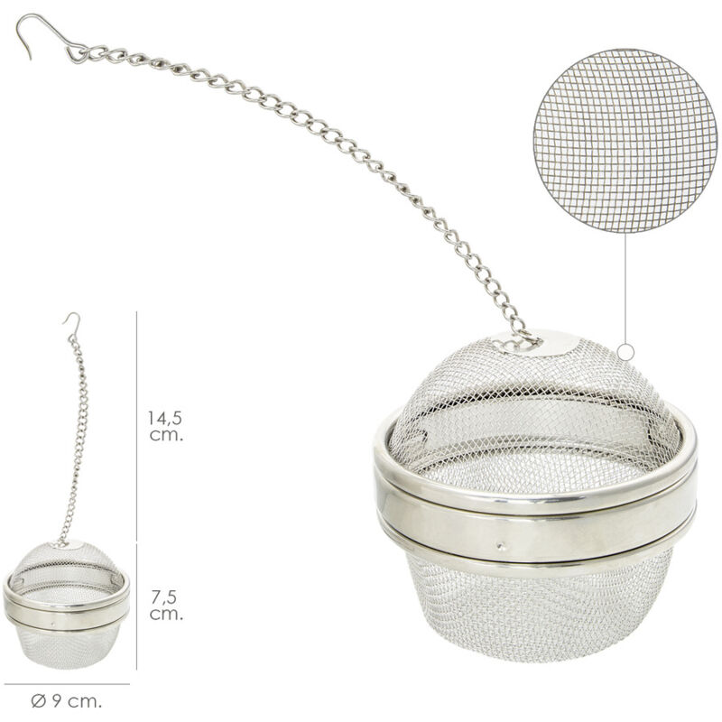 foto del prodotto palla per spezie t verdure in acciaio inox 9 cm. con catena