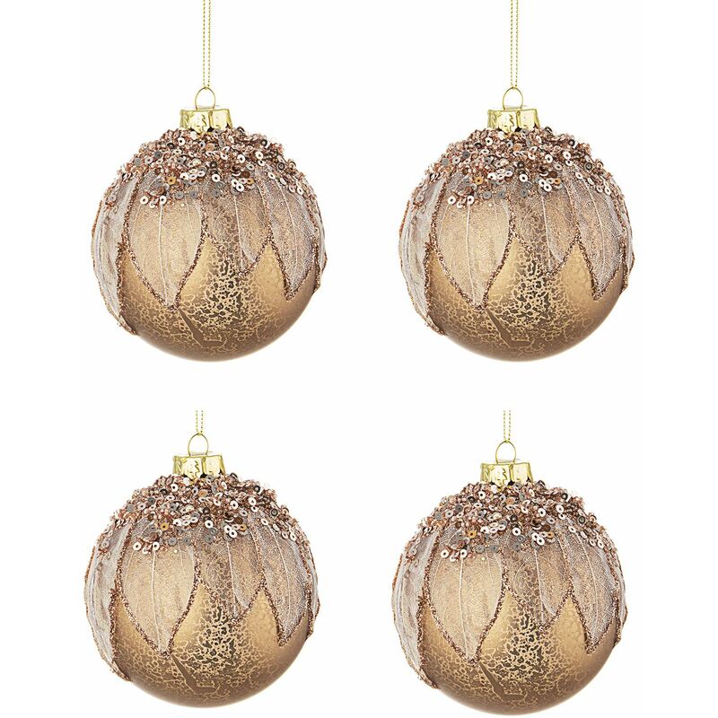 foto del prodotto palle di natale in vetro foliage rosa paillettes 80 100 palline addobbi albero diametro 100 mm