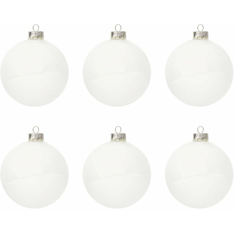 foto del prodotto palle di natale vetro bianche moderne per albero addobbi decorazioni natalizie diametro 80 mm