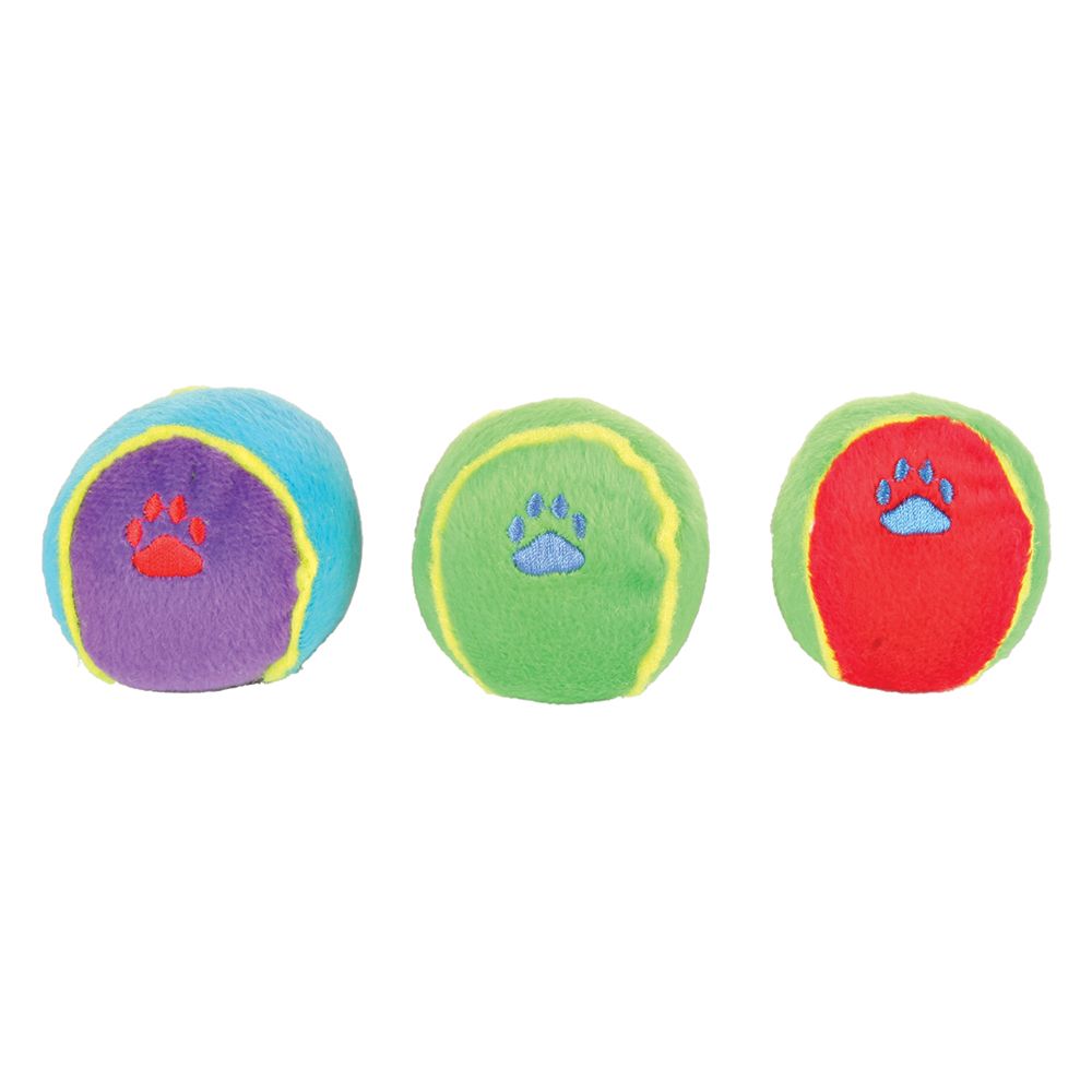 foto del prodotto palle gioco per cani trixie colorate in peluche - set 3 pz -