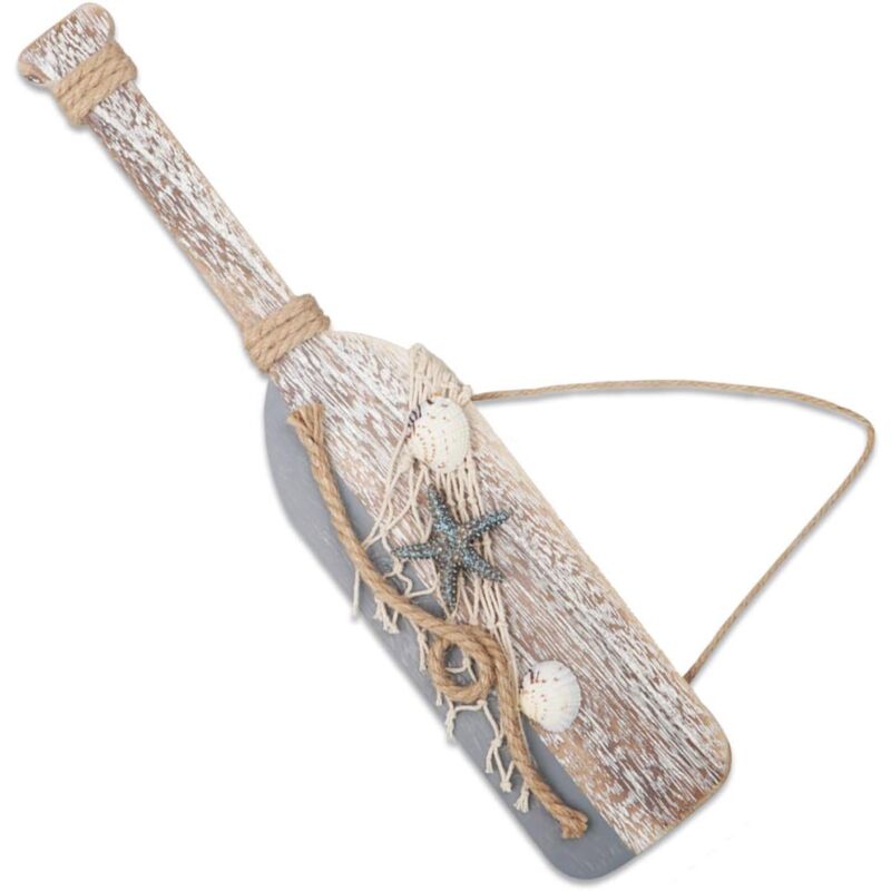 foto del prodotto pallet decorativo in legno da 40 cm con stelle marine e conchiglie per decorazioni nautiche, ornamento da appendere alla porta a tema spiaggia,