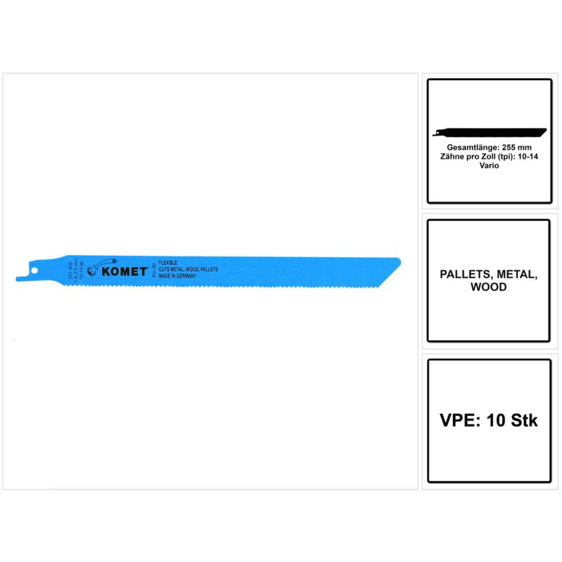 foto del prodotto pallets lama da taglio 225mm 10-14tpi - 10 pz. 2x 501.400 hss-bi-metall vario - komet