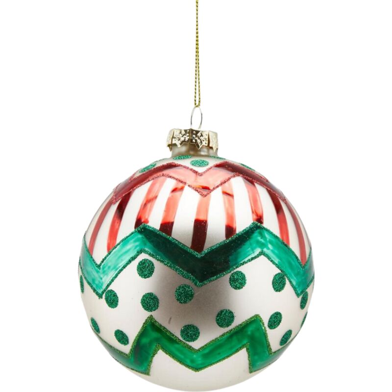 foto del prodotto pallina per albero di natale in vetro, decorazione zigzag 10 cm