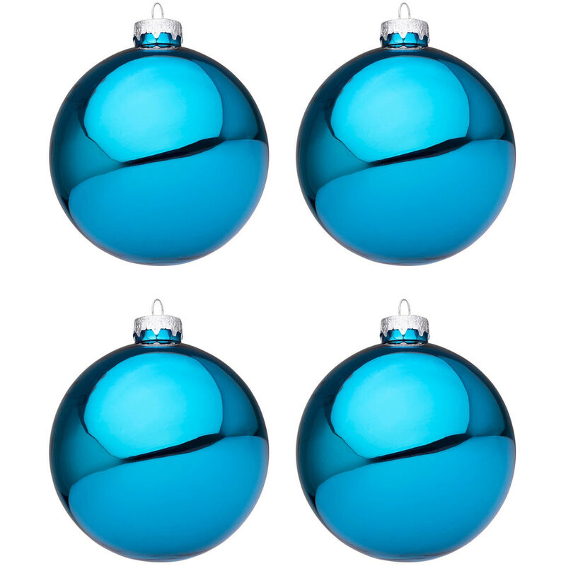 foto del prodotto palline di natale blu oceano lucido in vetro bizzotto diametro 100 mm