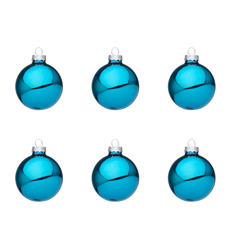 foto del prodotto palline di natale blu oceano lucido in vetro bizzotto diametro 60 mm