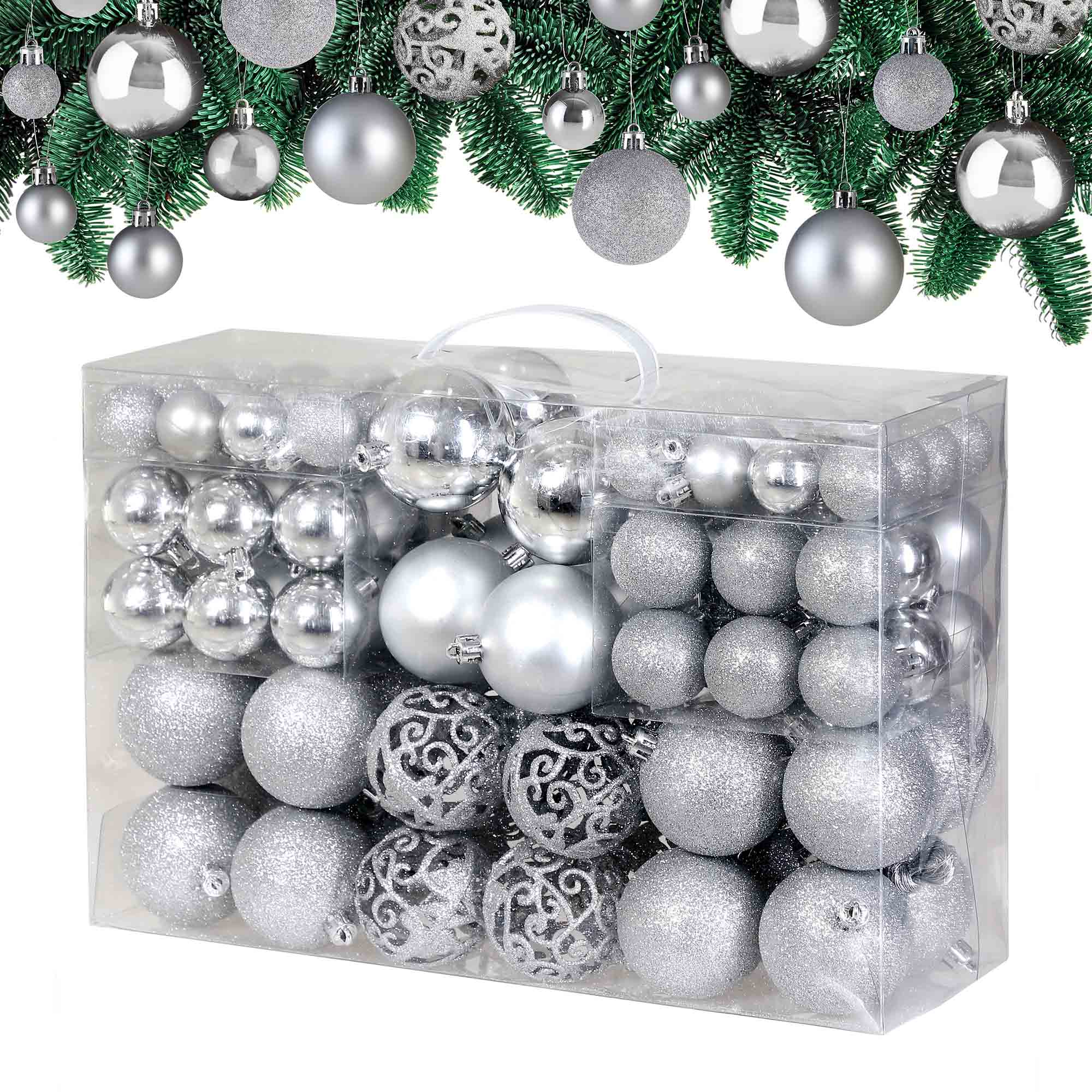 foto del prodotto palline di natale set da 100 argento