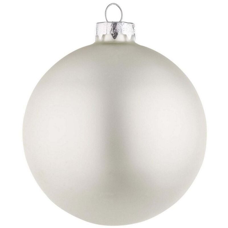 foto del prodotto palline in vetro bianco opaco tinta unita per albero di natale moderno 6 cm 8 sfere