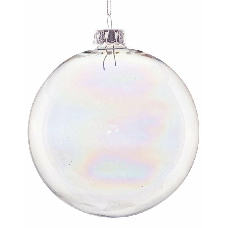 foto del prodotto palline in vetro bolla bianca tinta unita per albero di natale moderno 10 cm 4 sfere