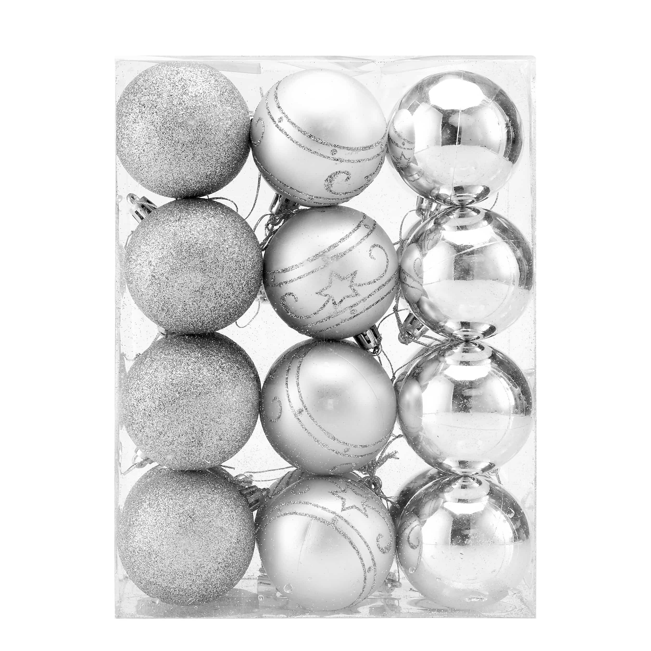 foto del prodotto palline per albero di natale 24 pz color argento