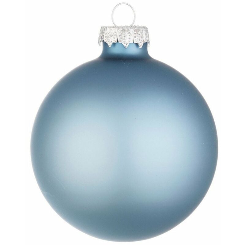 foto del prodotto palline per albero di natale in vetro azzurro opaco pendaglio tinta unita 6 pezzi da 8 cm