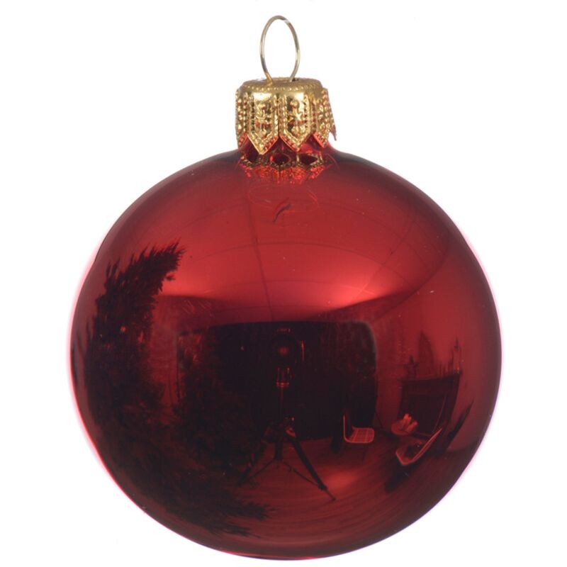 foto del prodotto palline per albero di natale in vetro decorate color rosso chiaro lucido 1 sfera da 25 cm