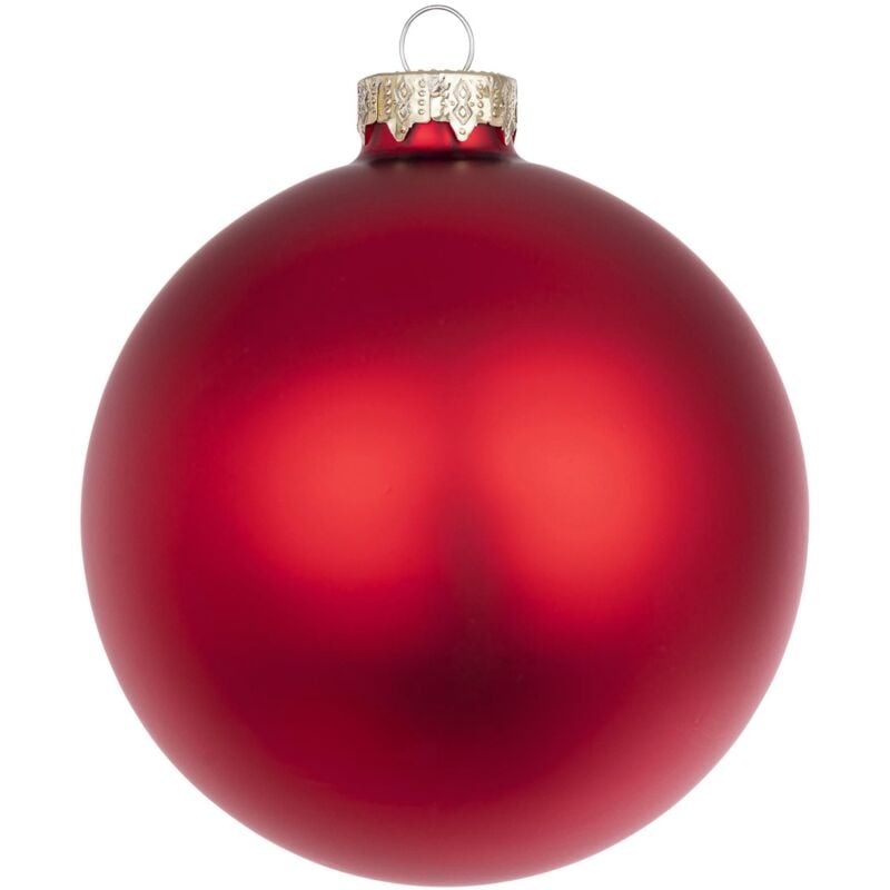 foto del prodotto palline per albero di natale in vetro decorate color rosso granata opaco 4 sfere da 10 cm