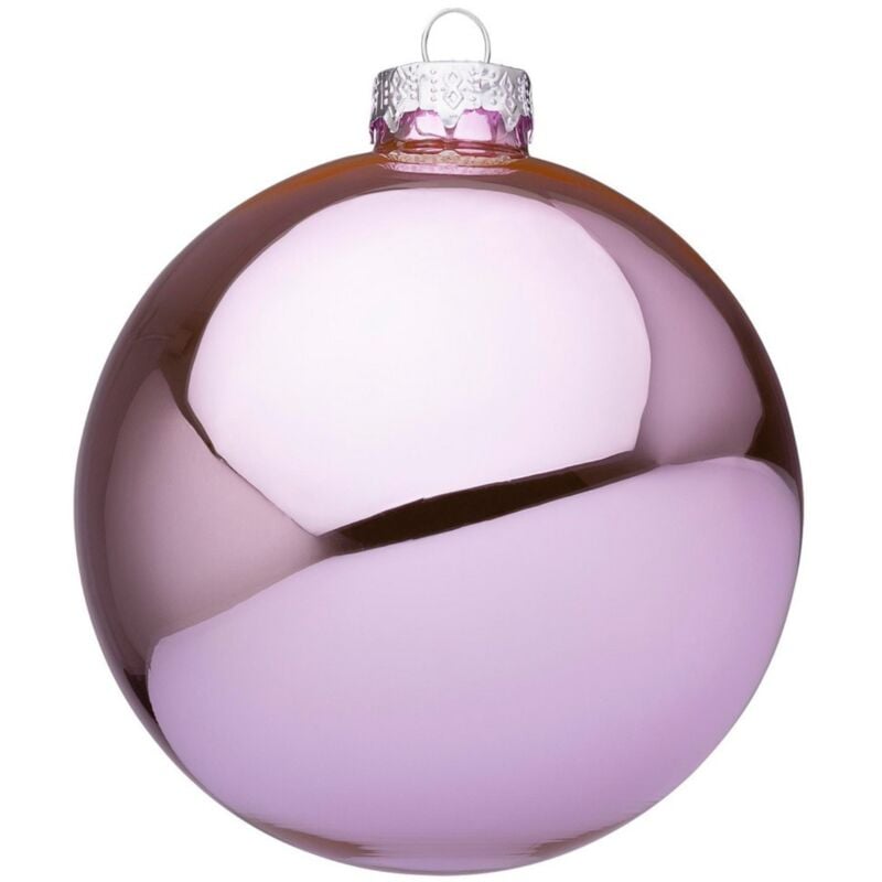 foto del prodotto palline per albero di natale, sfera vetro rosa caldo lucido 6 sfere da 8 cm