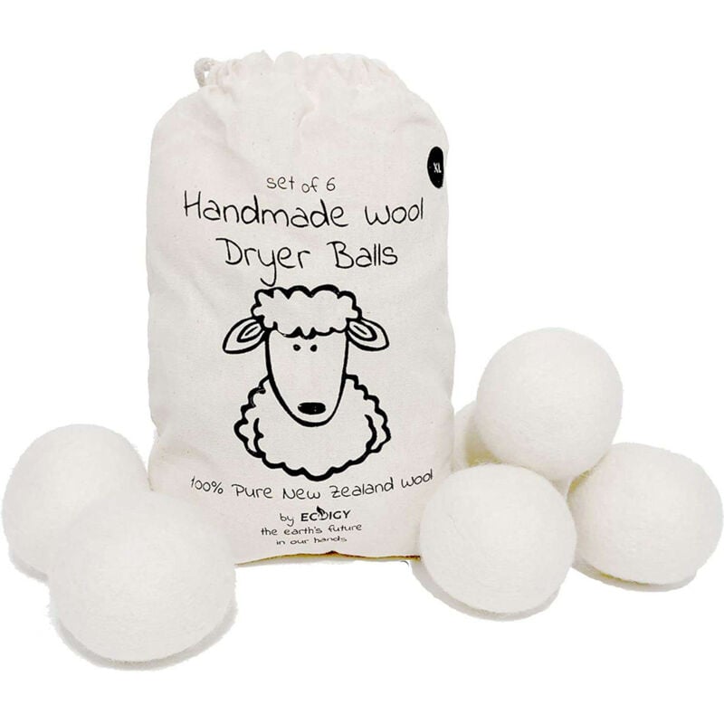 foto del prodotto palline per asciugatrice, confezione da 6, atossiche, 100 naturali, riutilizzabili, di alta qualit diametro 7 cm .