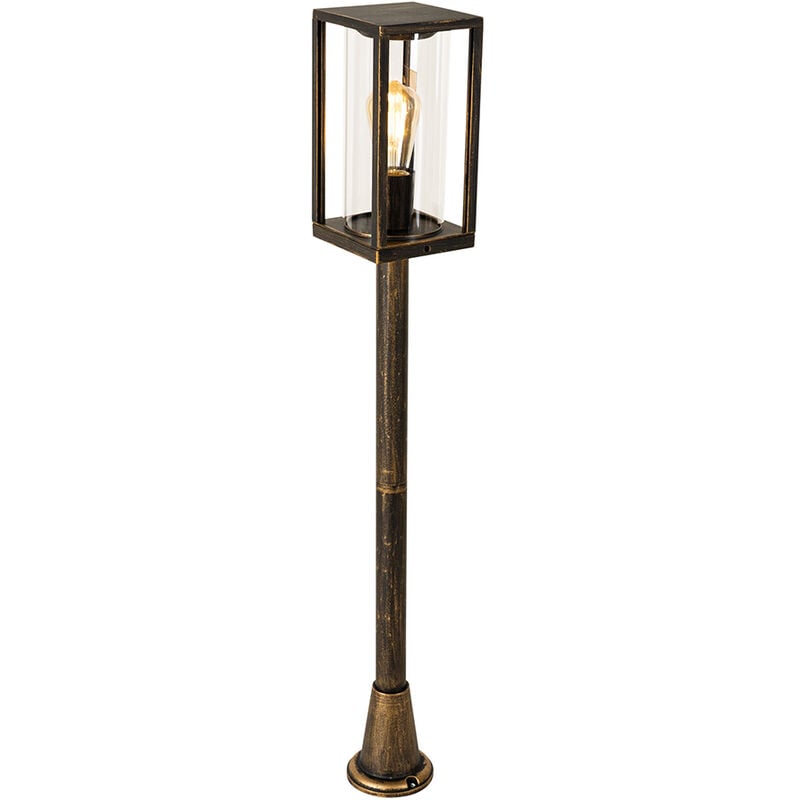 foto del prodotto palo da giardino charlois industriale alluminio,vetro oro ottone oblungo max. 1 x watt qazqa