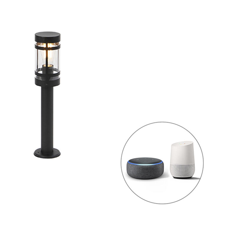 immagine 0 del prodotto palo da giardino gleam moderno acciaio inossidabile,acciaio,plastico nero cilindro oblungo e27 max. 1 x 7 watt qazqa