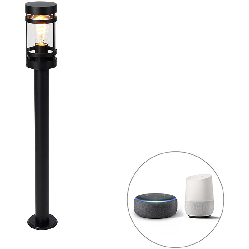 foto del prodotto palo da giardino gleam moderno acciaio inossidabile,acciaio,plastico nero oblungo cilindro e27 max. 1 x 4.5 watt qazqa