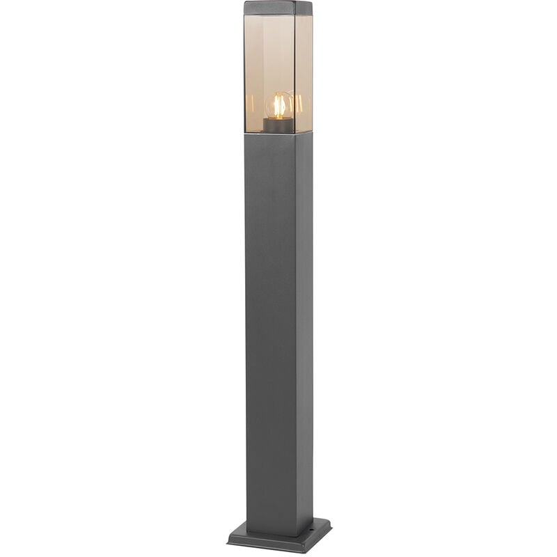 foto del prodotto palo da giardino malios moderno acciaio inossidabile,plastico grigio scuro bronzo allungato max. 1 x watt qazqa