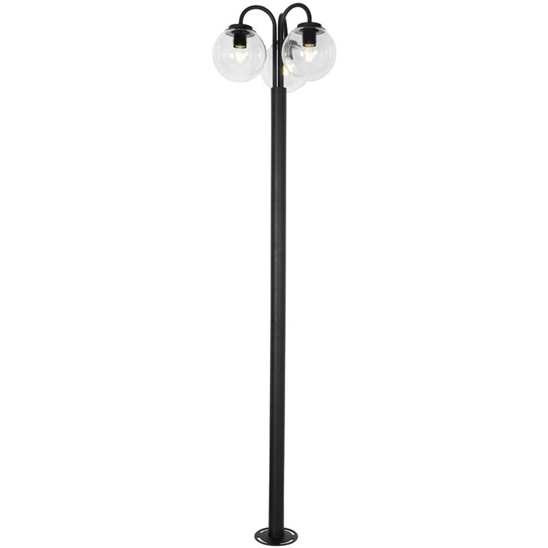 foto del prodotto palo da giardino sfera moderno alluminio,vetro nero oblungo max. 3 x watt qazqa