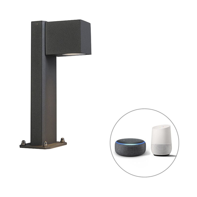 foto del prodotto palo da terrazza baleno moderno alluminio,vetro grigio scuro oblungo gu10 max. 1 x 5 watt qazqa