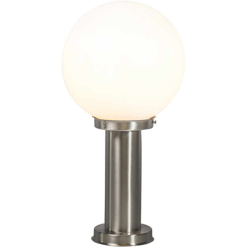 foto del prodotto palo da terrazza sfera moderno acciaio inossidabile,plastico acciaio bianco oblungo e27 max. 1 x 7 watt qazqa