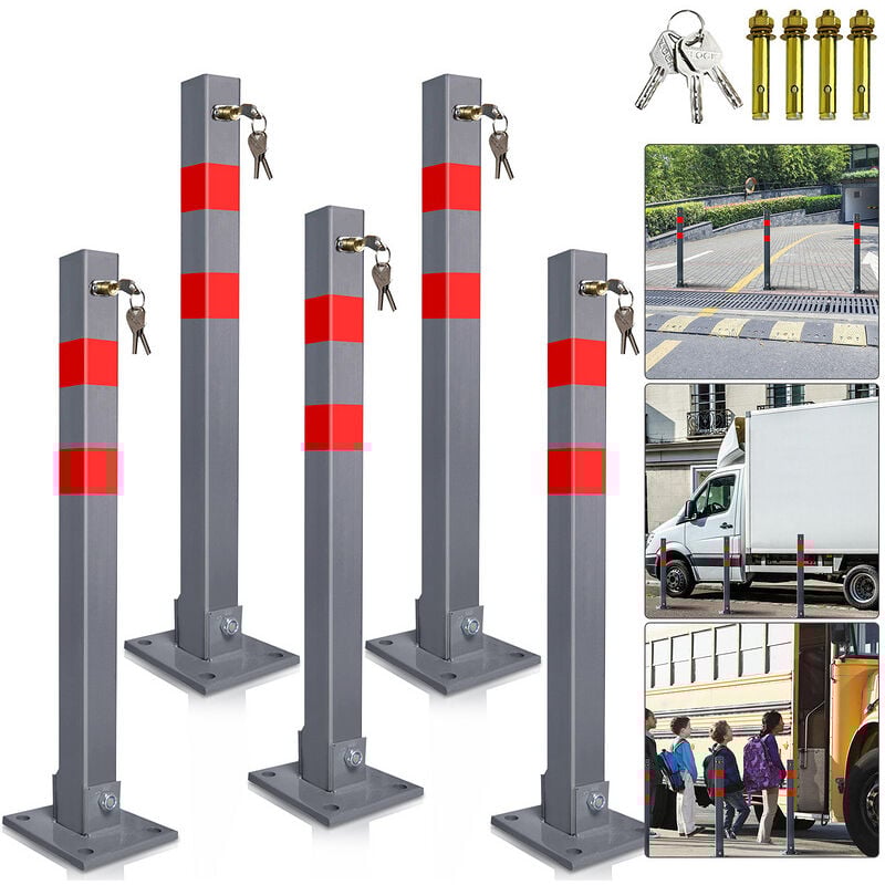 foto del prodotto palo di confine 65 cm da cementare barriera di parcheggio palo pieghevole 5 pezzi