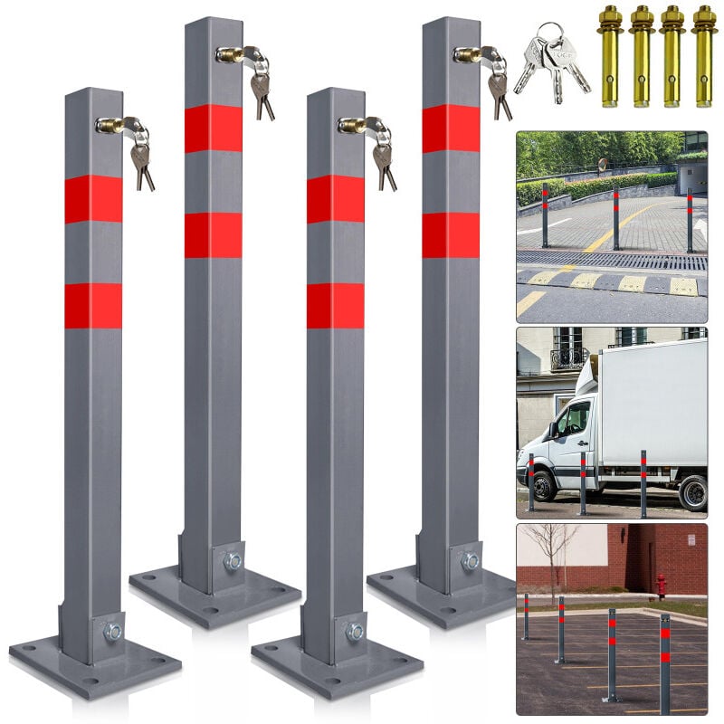 foto del prodotto palo di delimitazione in cemento da 65 cm barriera di parcheggio pieghevole 4 pezzi