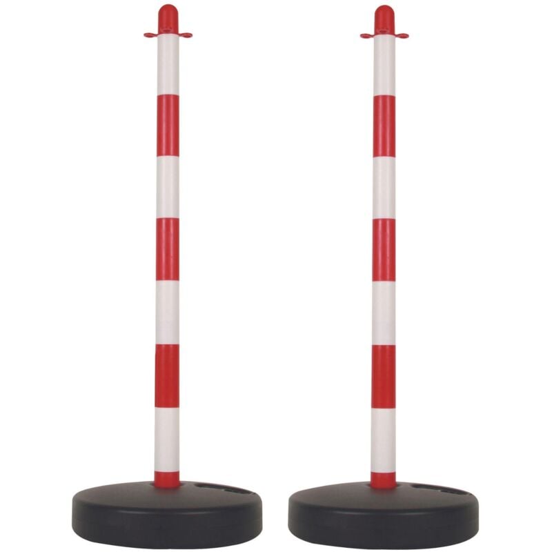 foto del prodotto palo in plastica rosso bianco per catena di sicurezza 2 pezzipalo in plastica rosso bianco per catena di sicurezza 2 pezzi