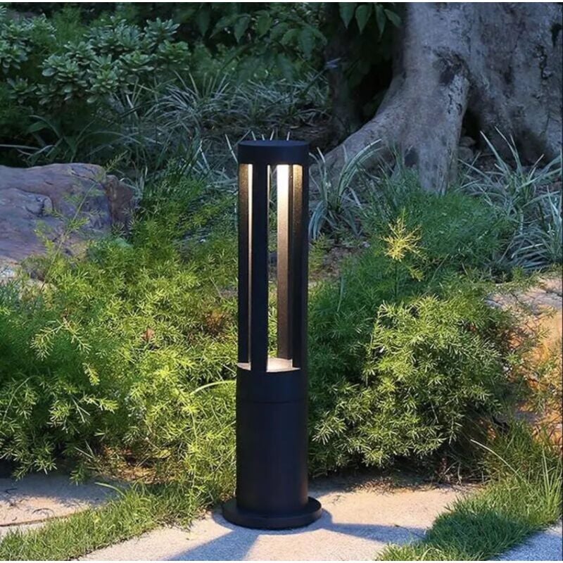 foto del prodotto palo lampione led da giardino moderno illuminazione esterno impermeabile nero luce calda 3000k 15w alto 60 cm