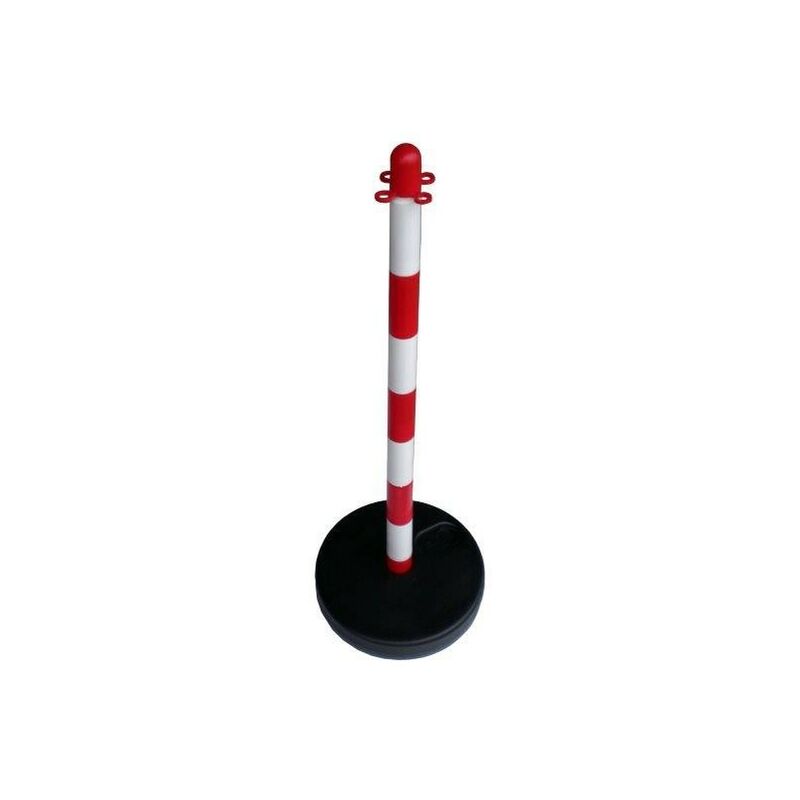 foto del prodotto palo segnaletico bianco e rosso con base